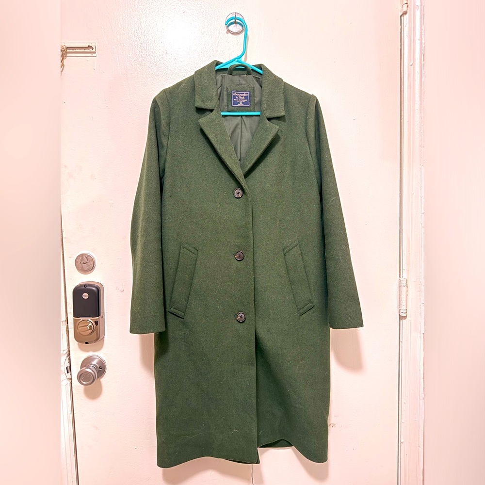 Women's - A&F Hunter Green Heavy Trench Coat - XS